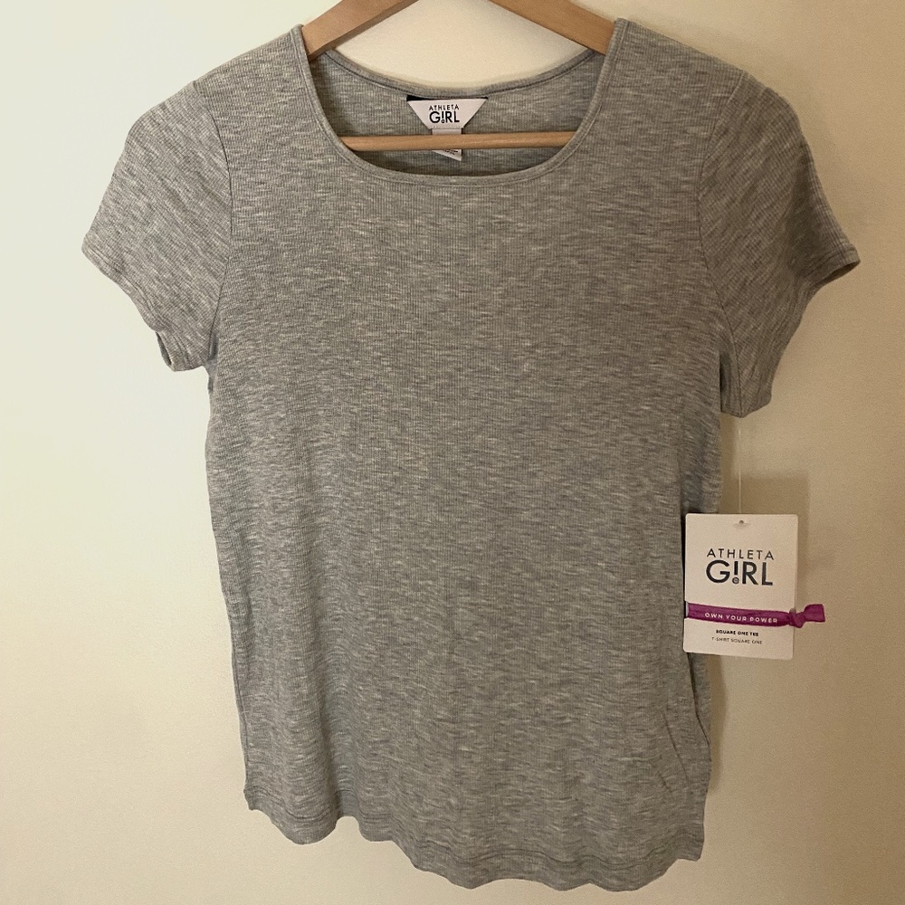 Athleta Girl Square One Tee Sz XL/14 Grey Heather